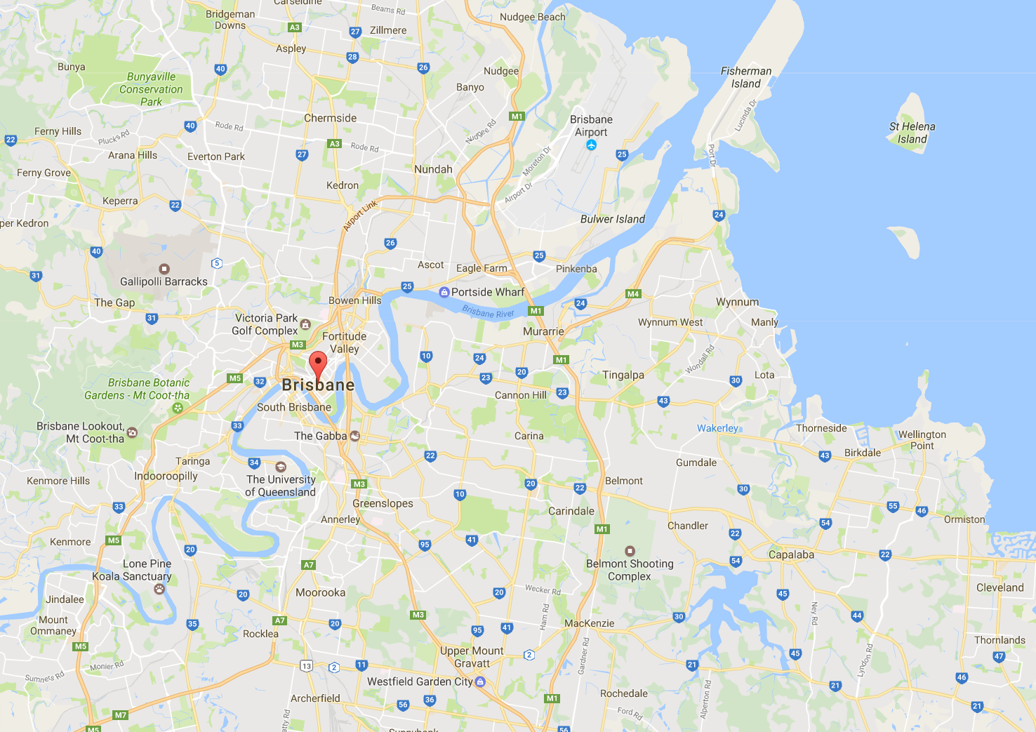 Brisbane Crane Hire Service Area Map