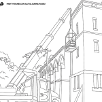Franna crane with man cage coloring in page free download pdf