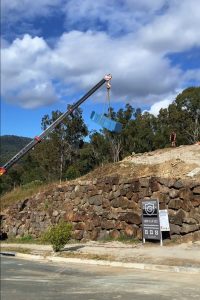 crane hire to lift frame packs to sloped building site brisbane qld