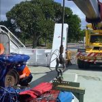 franna crane hire assisting in engine maintenance on boat or barge brisbane qld
