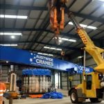 franna cranes dual lift assisting in the installation of a overhead gantry crane brisbane qld