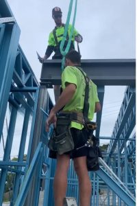 rigging for beam lifts during house build crane was slewing crane brisbane qld