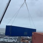 slewing crane hire to relocate shipping container brisbane qld
