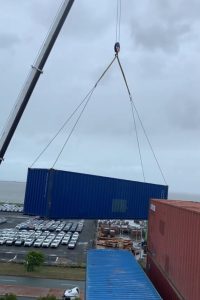slewing crane hire to relocate shipping container brisbane qld