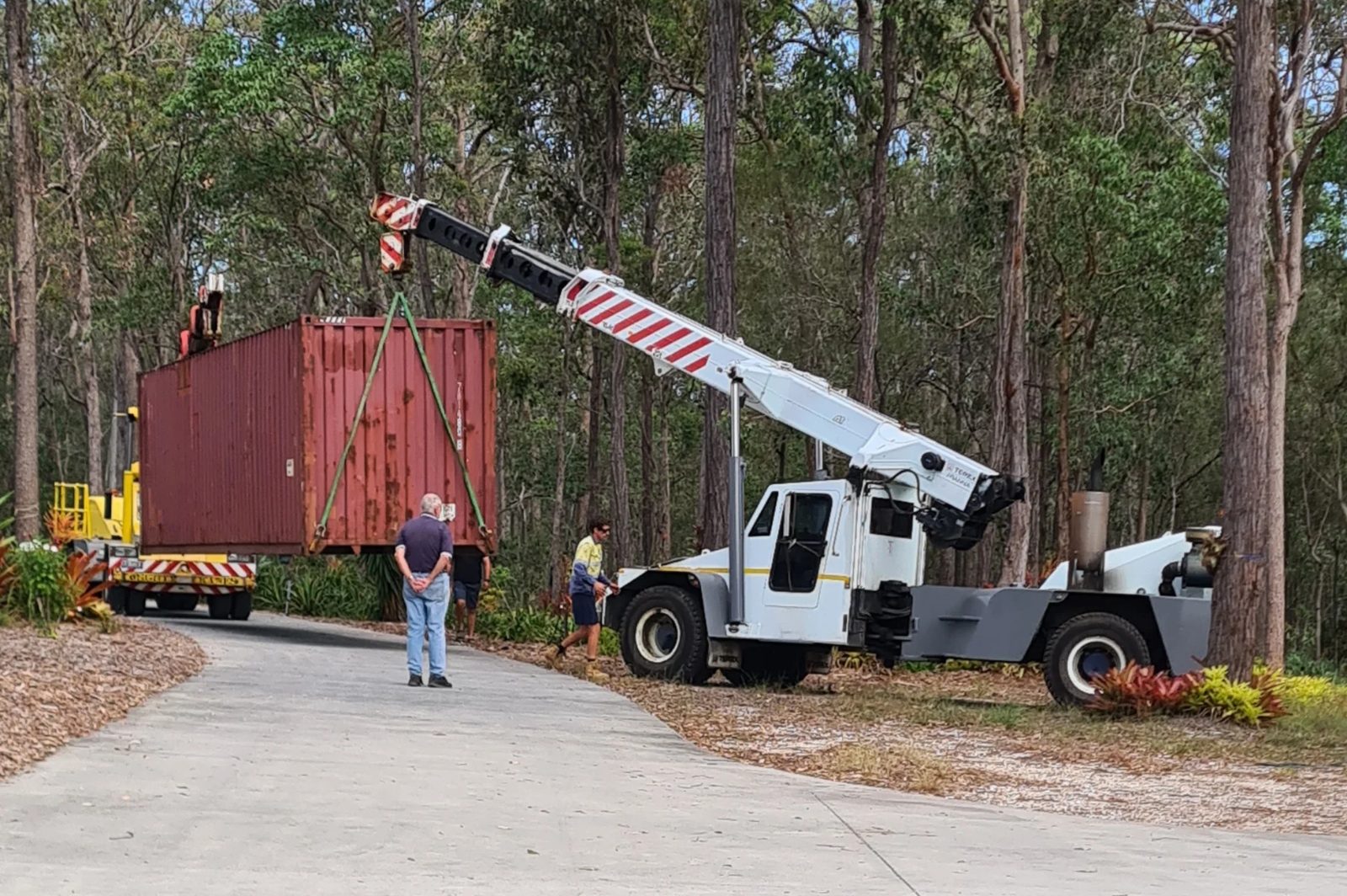 Shipping Container Being Relocated On A Property In Brisbane